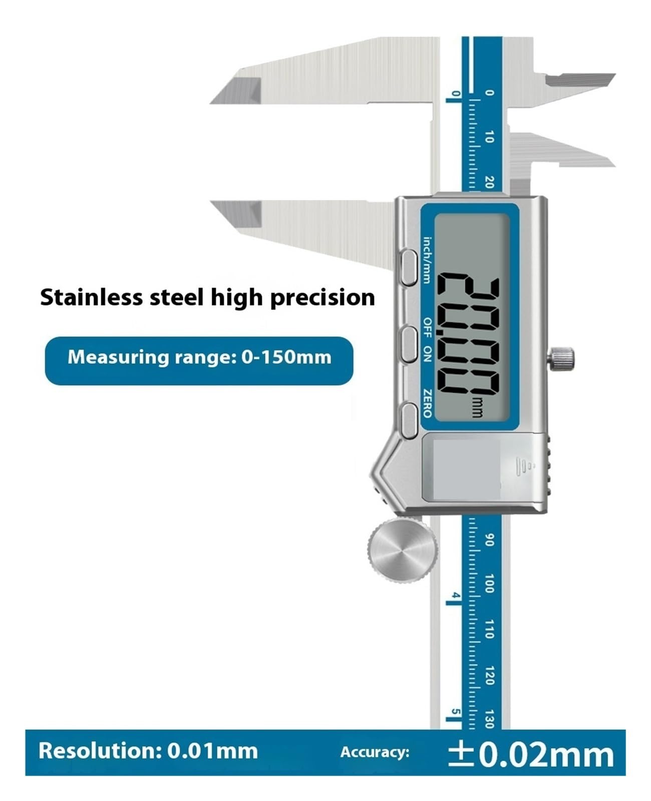 micrometro digitale lcd, Calibro a corsoio digitale in acciaio inossidabile da 150 mm, strumento di misurazione elettronico ad alta precisione, calibri strumento di misurazione