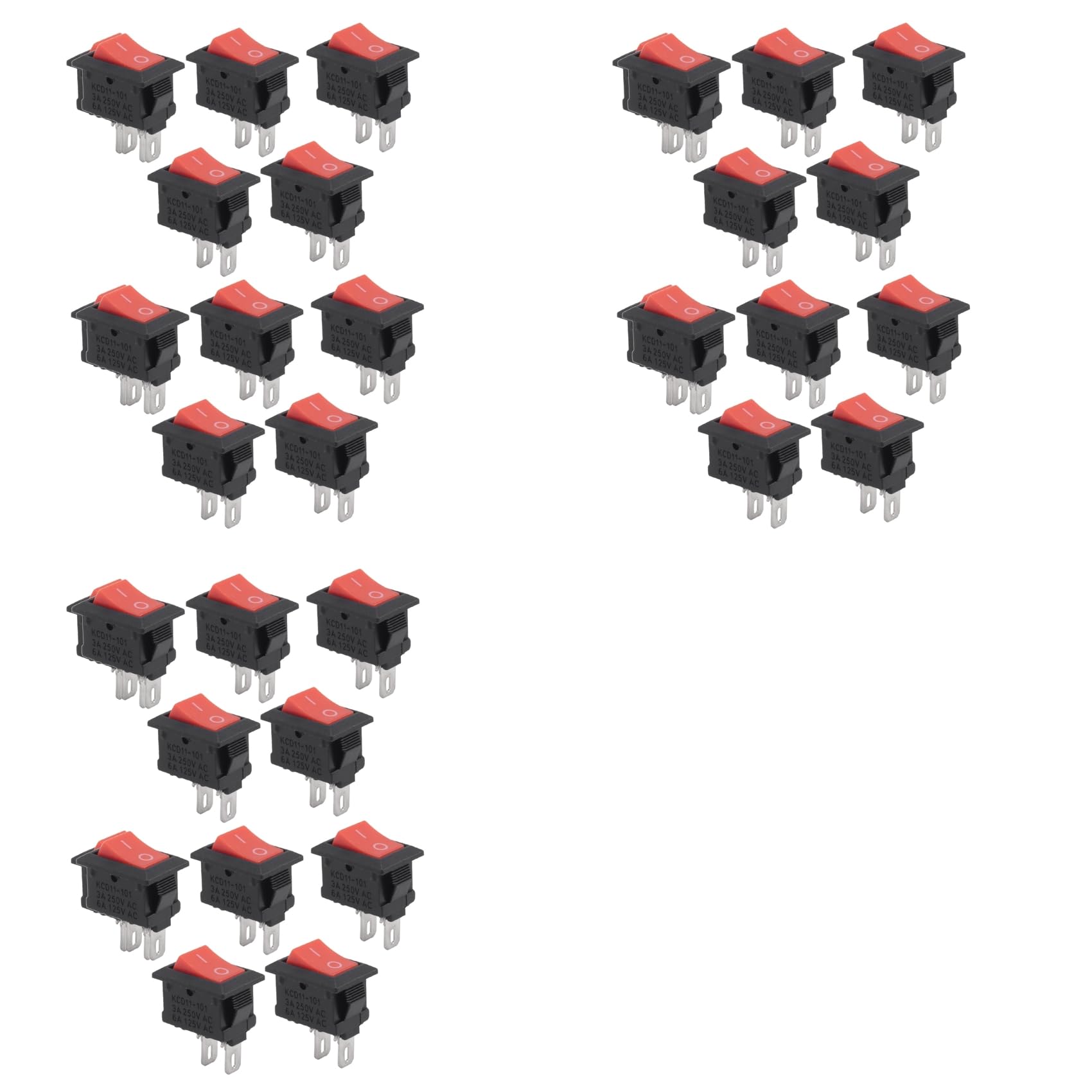 Jnchdghwa Black 30Pcs Kcd11 2Pin 2P Car Rocker Switch 3A 250V 6A 125V Ac Button Kcd1-11 10X15 10X15 Kcd117