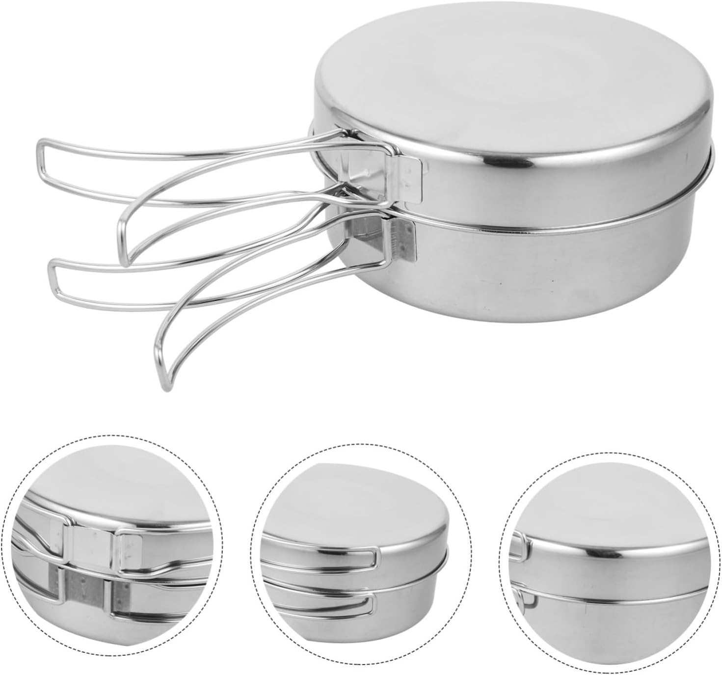 balacoo 1set Portable Stainless Steel Camping Cookware Outdoor Cooking Lightweight and Compact Camping Pots and Pans for Hiking Picnic and BBQ