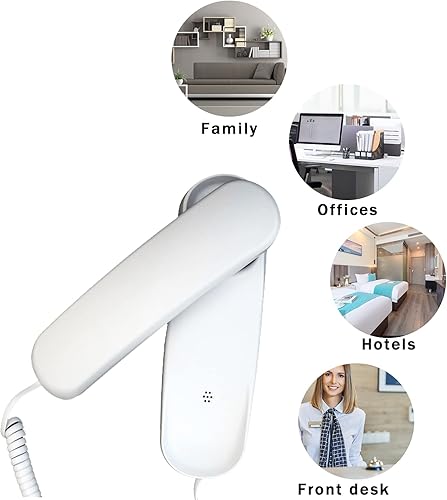 Miniatura 3 de Sangyn Teléfono fijo para el hogar, mini teléfono con cable con teclado iluminado, teléfono de escritorio montado en la pared, no requiere