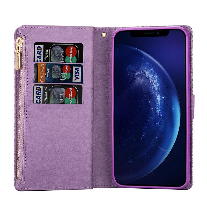Housse iPhone 13 Pro Max violette pour organiser vos cartes en déplacement
