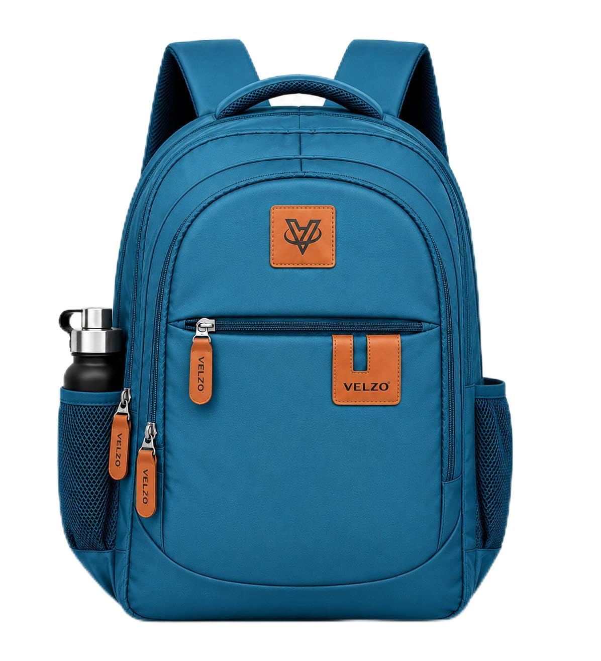 velzo premium backpack, black | fits 15.6 inch laptop, water resistant, multiple compartments, breathable back panel, trolley strap