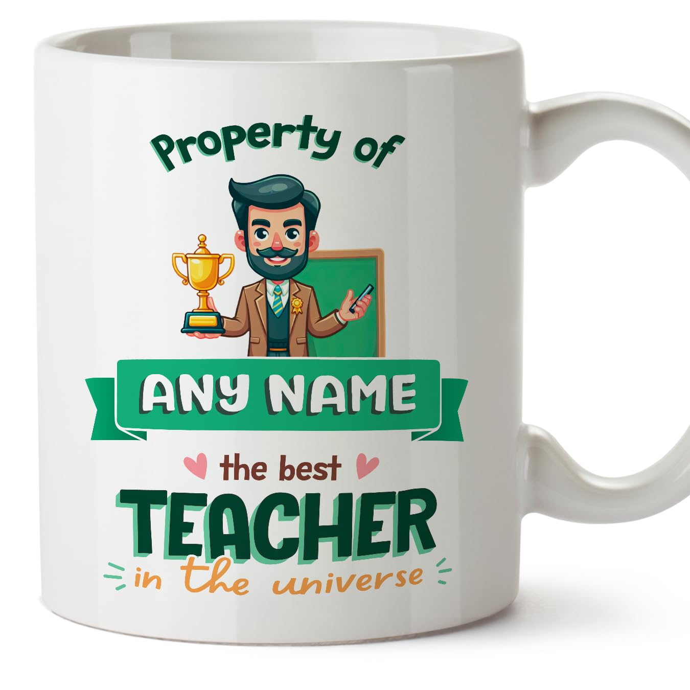 MUGFFINS Personalised Mug for Teacher man - in English - Property of - Funny Custom Gift for Colleagues - Ceramic 11oz Mug