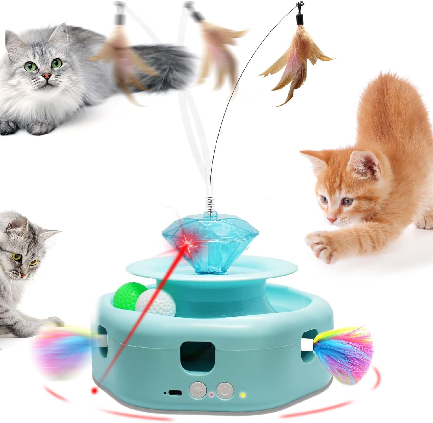 DeeNiner 4in1 Rechargeable Motion Activated Cat Laser