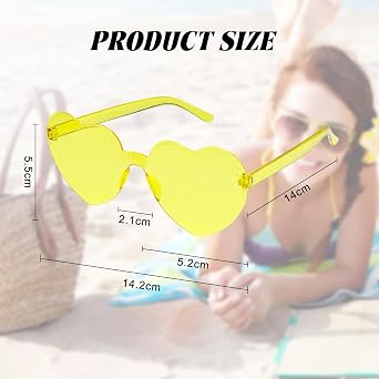 3 Pcs Heart Glasses, Pink Heart Shaped Sunglasses, Rimless Pink Sunglasses for Birthday Party, Beach Party