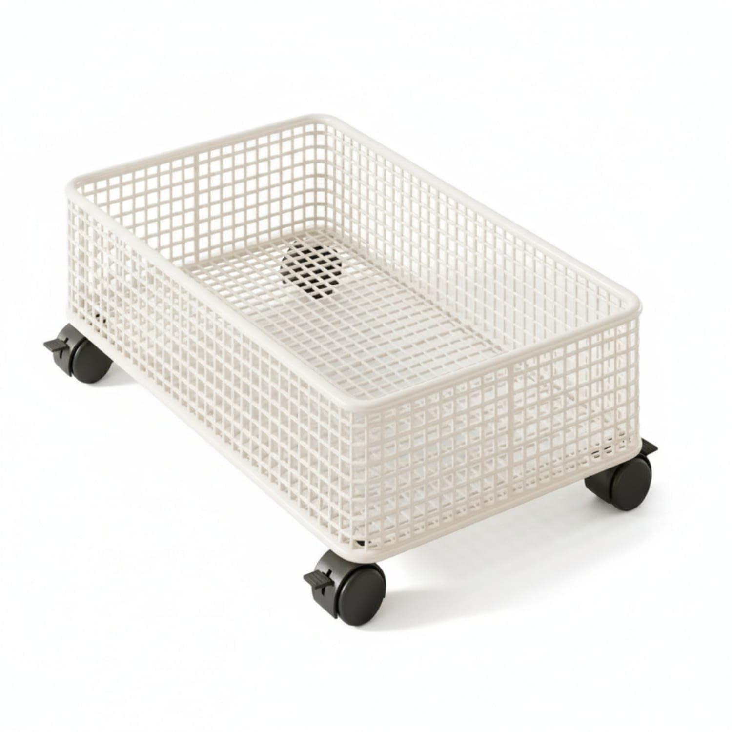Low-Clearance Under-Bed Storage Basket Rounded Corners Metal Wire Storage Basket Rectangular, White, M Mobile-image-20