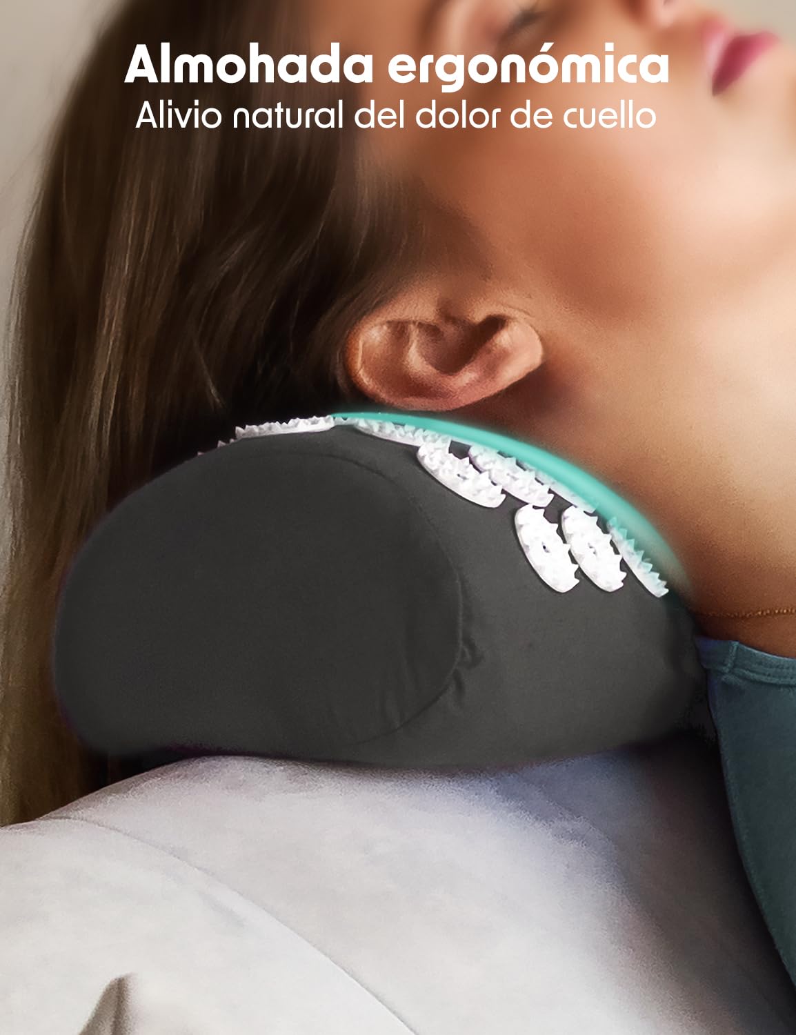 LifeGood Esterilla Acupresion - Eco - Con Cojín, Bolas de Masaje y Bolsa - Almohada - Colchoneta de Acupuntura Relajación y Alivio del Dolor - Flor de Loto - Gris & Bianco