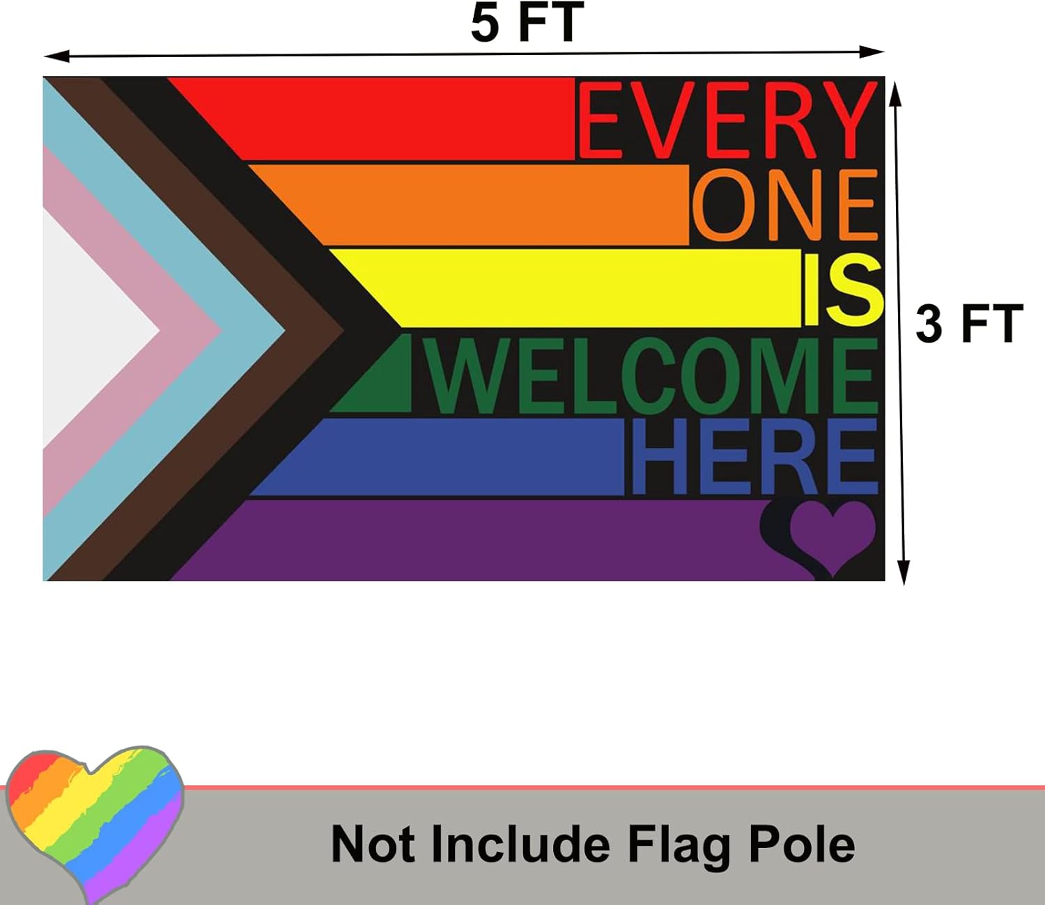 Progress Pride Everyone is Welcome Here Flag 3x5 Outdoor- All Inlcusive Progressive Rainbow LGBTQ Flags for Bisexual LGBTQ Non Binary Lesbian Gay Transgender Prides Proculsexual - Image 2