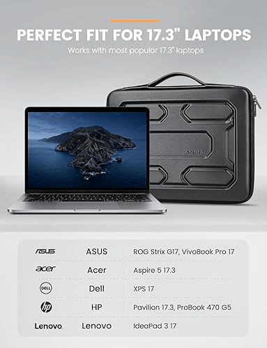 Vista 8 de DOMISO Funda para laptop de 17 pulgadas con asa, bolsa de computadora a prueba de golpes, funda protectora de EVA impermeable para MSI GS73VR Negro