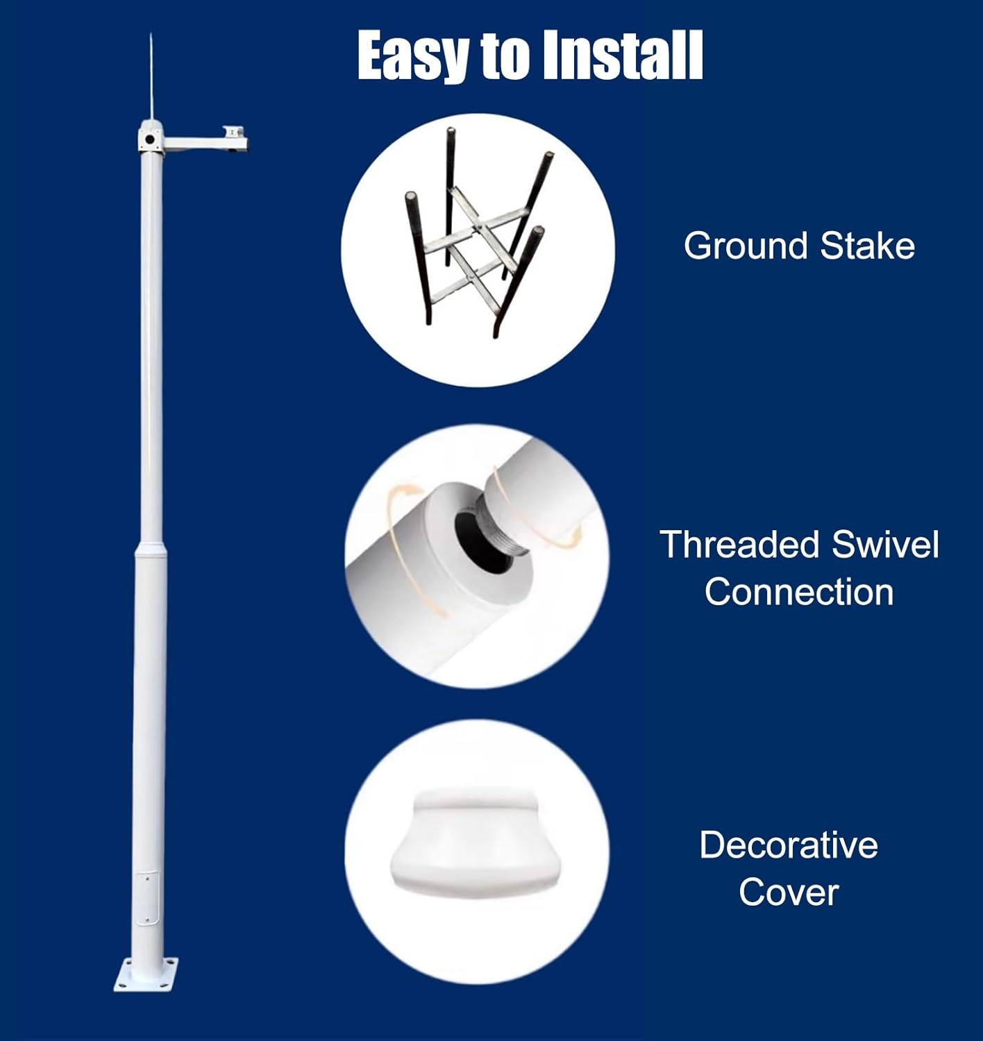 Heavy Duty Weatherproof Security Camera Mounting Pole - 2m (6.6ft) Outdoor Surveillance Ground Mount Bracket - Durable, Sturdy Extension Post for Enhanced Security and Stability