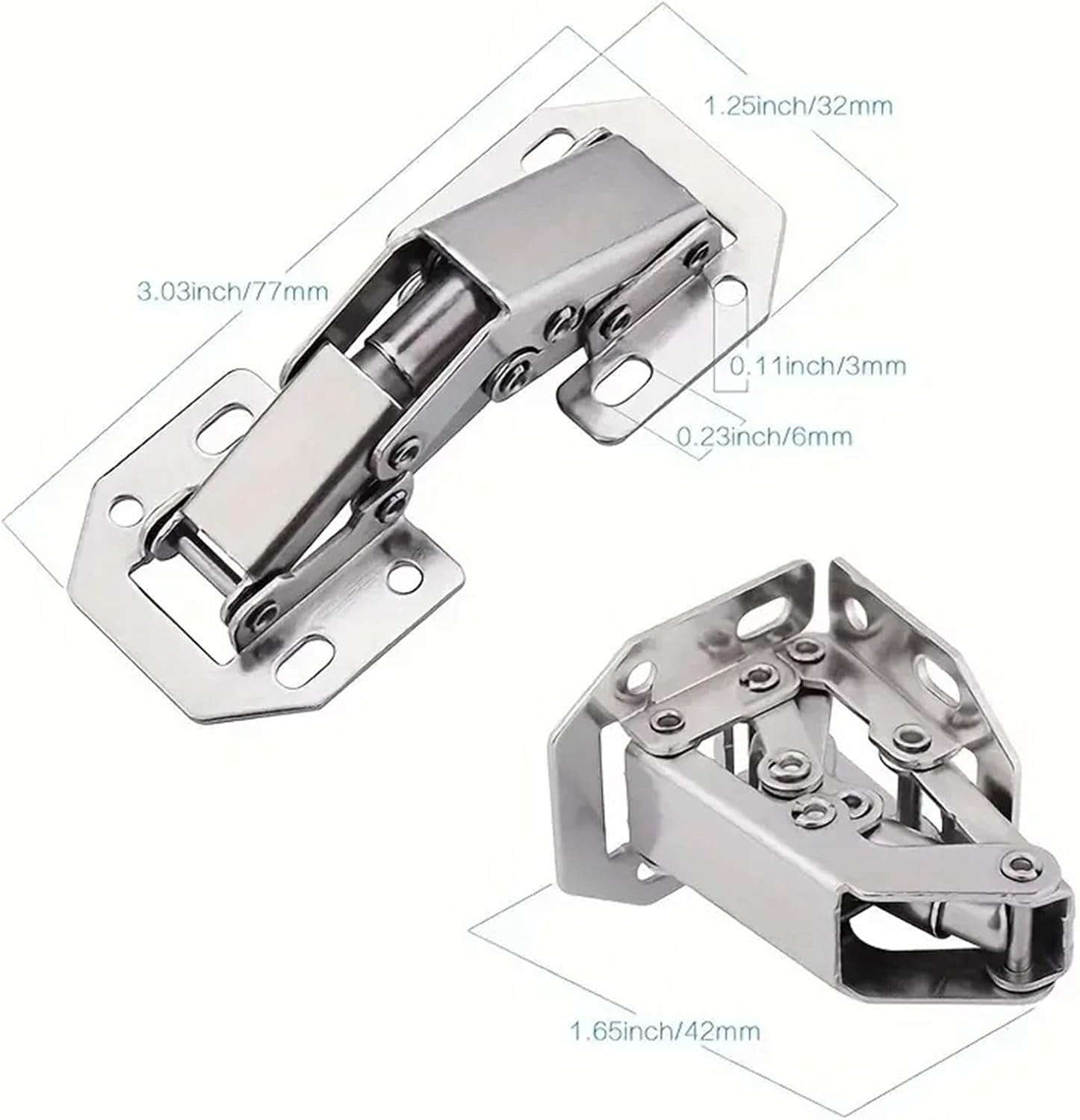 Metal Hidden Cabinet Hinges 90° Spring Buffer Complete with Screws 4Pcs