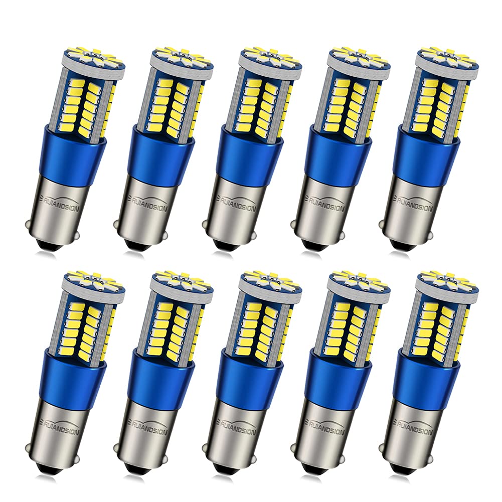 Ruiandsion BA9S Ampoules LED 9-30V Blanc Canbus 4014 57SMD Feux de recul LED (pack de 10)