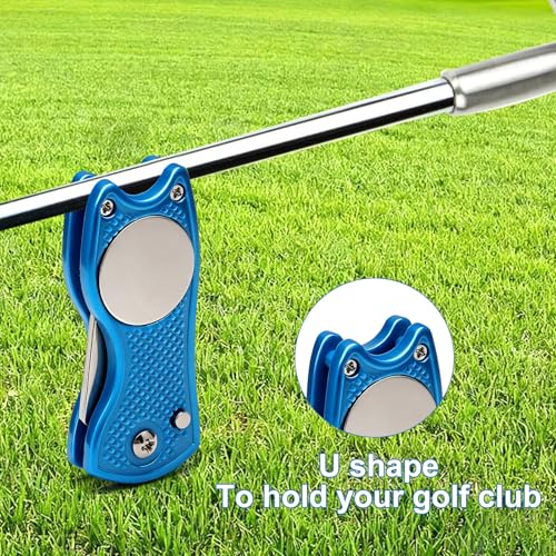 3 Stück Golf Pitchgabel Set - Robuste Edelstahl Faltbare Pitchgabel Golf in Schwarz Rot Blau,Tragbares Golf Reparaturwerkzeug für Green, Divot, Golfplatz, Ballmarkierung, Zubehör Geschenk für Golfer
