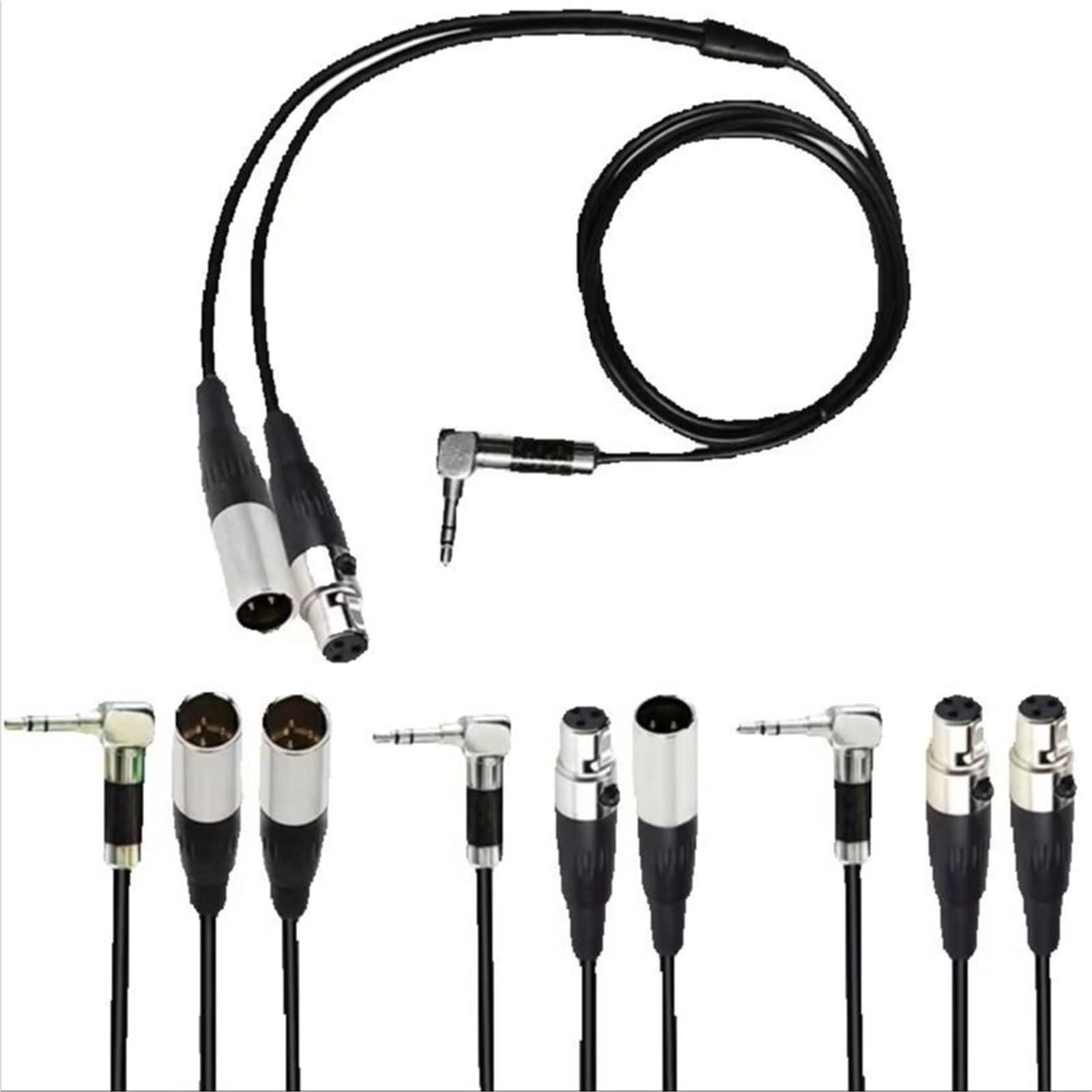 Podwójny Mini 3Pin XLR męski żeński do 3,5 mm TRS męski wtyk audio Y kabel 0,5 m 1,8 m do lustrzanki kamery mikrofon(3,5 mm to Dual Female, 1.8m)
