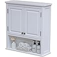 Alaterre Furniture Coventry Wall Mounted Bathroom Cabinet with Shaker-Style Doors, Adjustable Shelf & Open Storage – 27" x 29" Space-Saving Organizer for Small Bathrooms