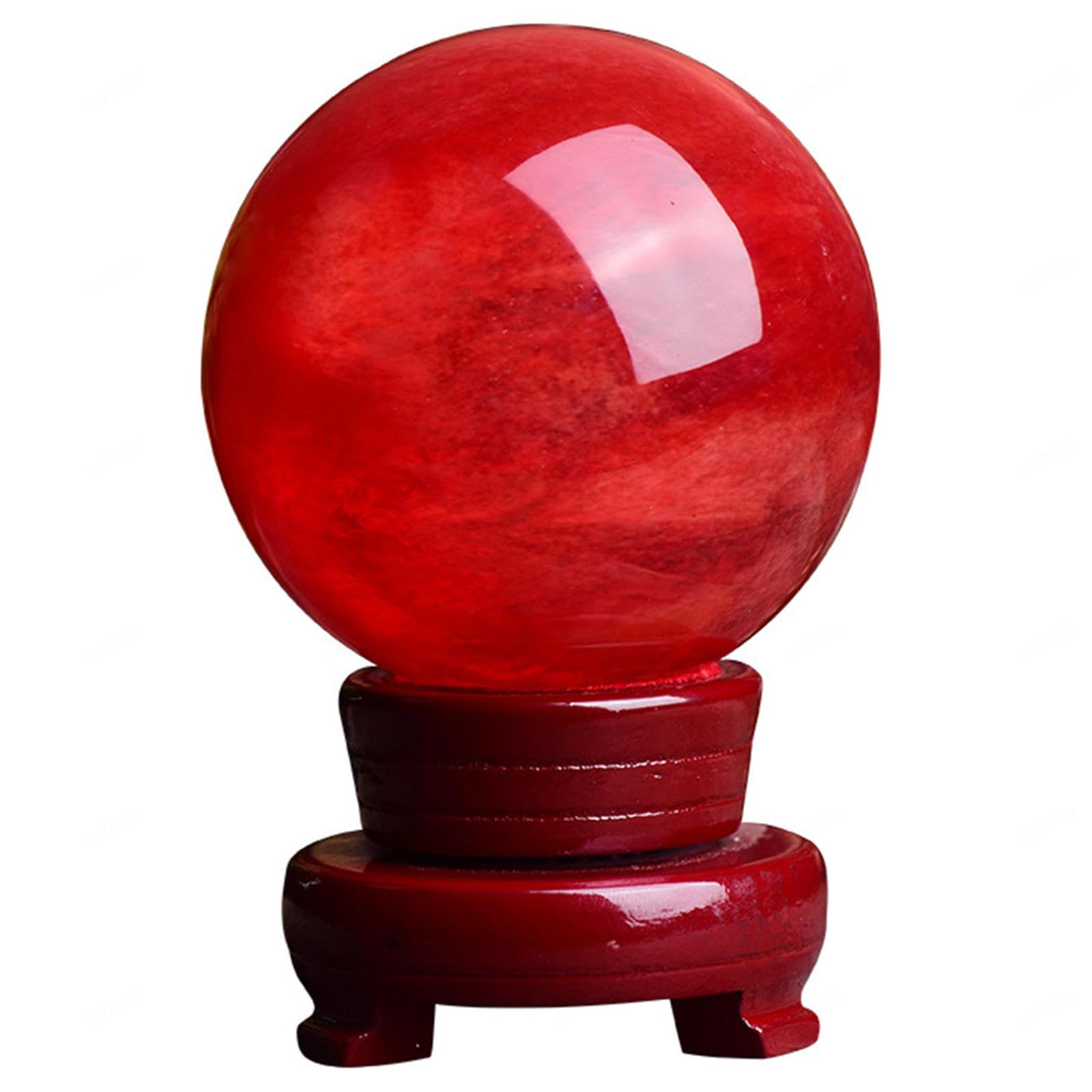DPURPIWADY Crystal Ball Sculpture Home Decoration Fengshui Balls with Wooden Stand,red ball-20cm