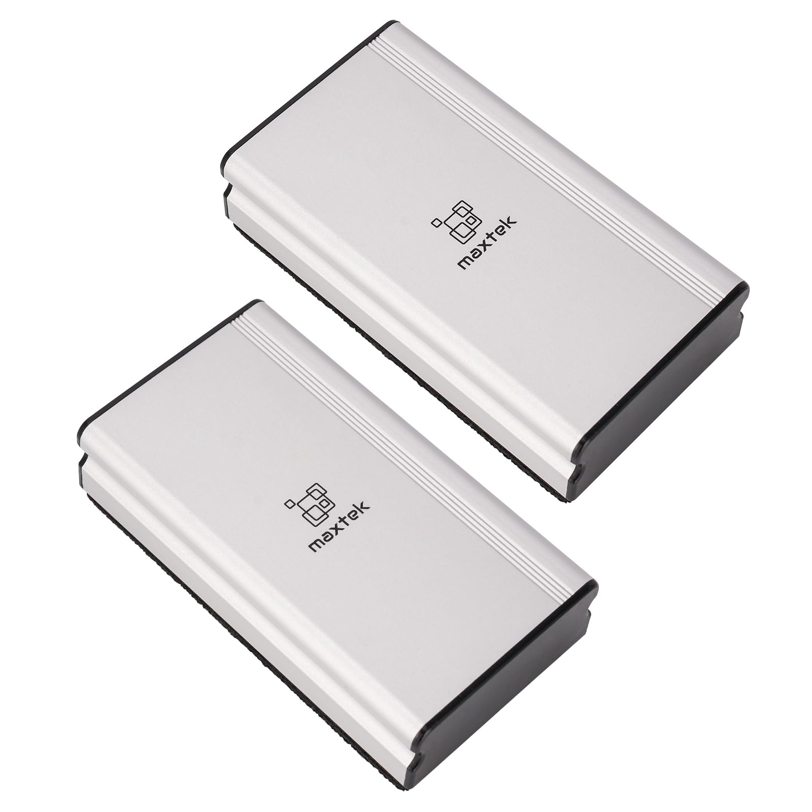 maxtek Magnetic Dry Erase Eraser, Whiteboard Eraser, Glass Board Eraser, 2 Pack Dry Eraser for Classroom Office Use, Modern Silver Color Metal Case