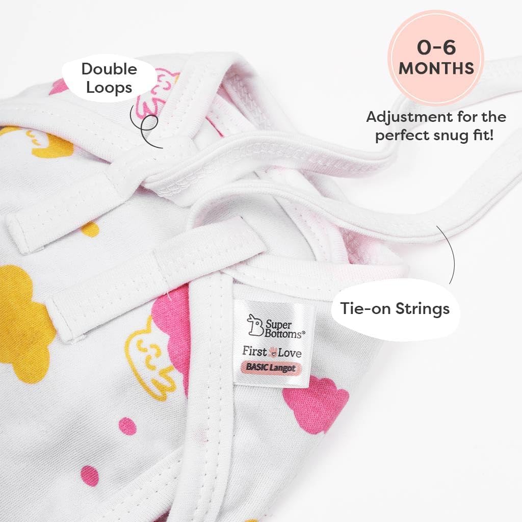 superbottoms Basic Langot | New born Baby Essential | 100% Pure Cotton Double Layered | Extra Soft & Breathable Nappy For Baby Girl And Baby Boy | Fits Medium To Large | Up To 5 Kg (0-9 Months) 18 Pcs - Image 6 thumbnail