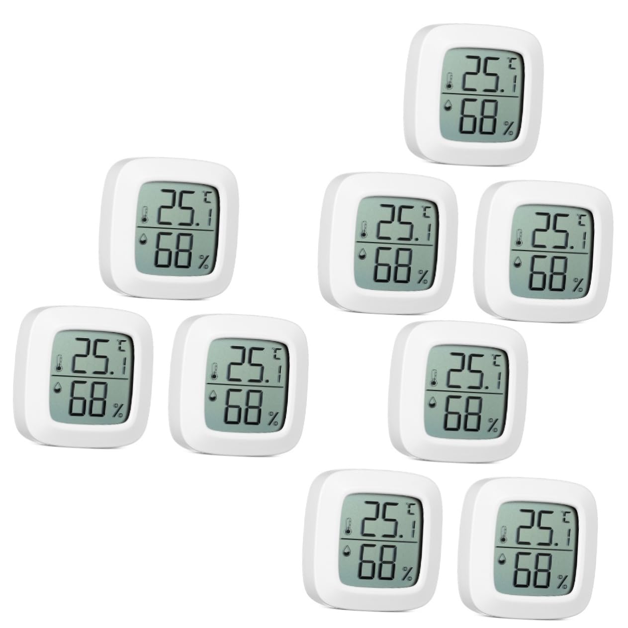 BESPORTBLE 9piezas Higrómetro Digital Mini Para Medición De Temperatura y Humedad Interiores Pantalla y Portátil Para Hogar Oficina y Automóvil