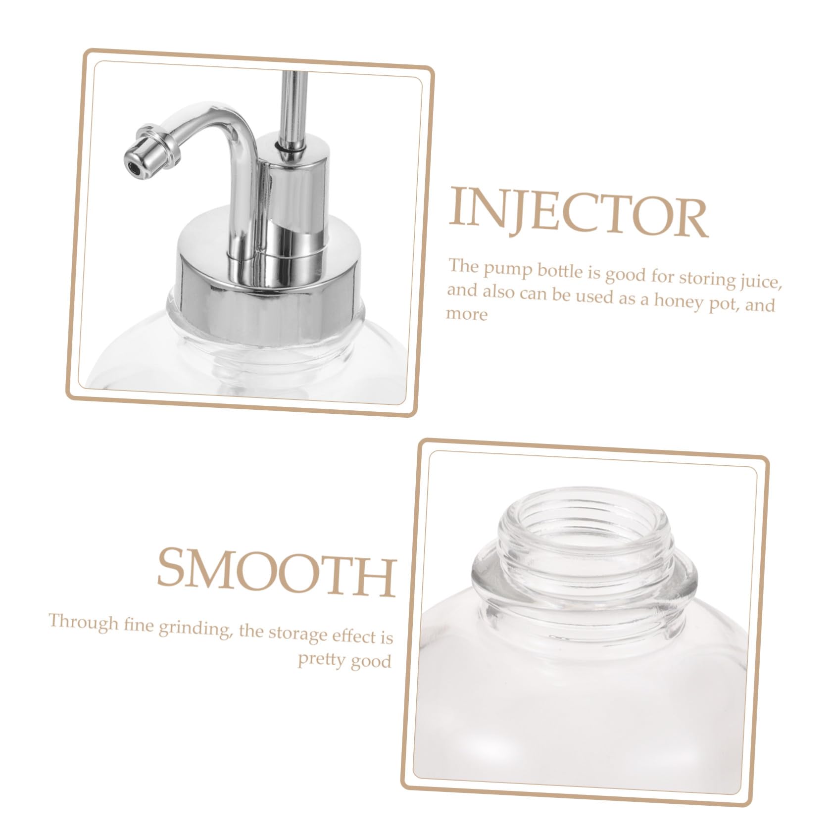 SOLUSTRE Dispensador de Jarabe de Vidrio con Bomba de Inoxidable Botella Reutilizable para Loción y Jarabes para Barra Cocina Diseño Transparente y Duradero