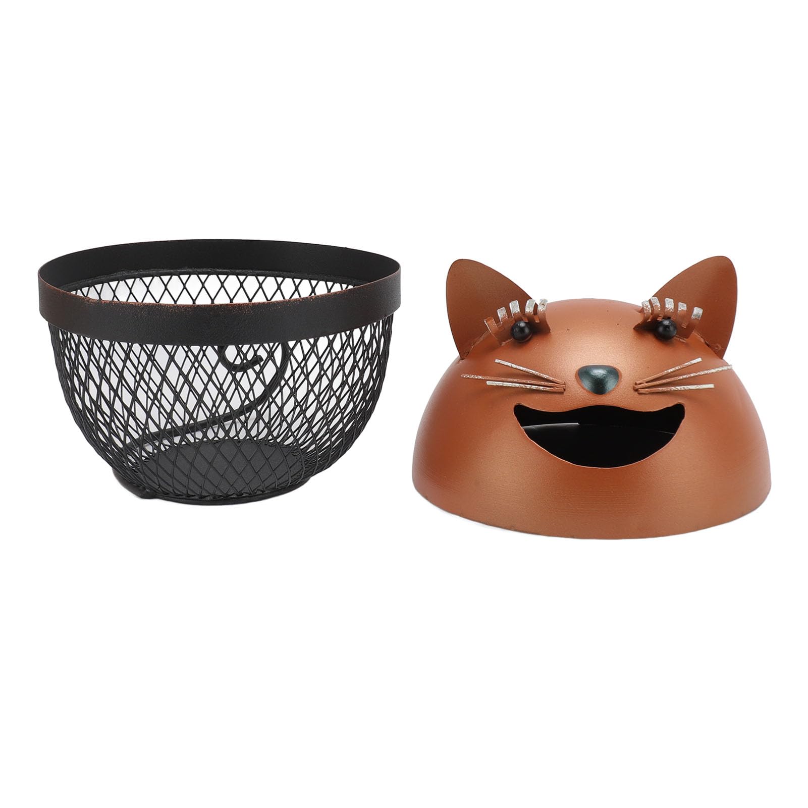 Panier à Capsules Café En Métal Avec Motif Chat - Organisateur Comptoir, Rangement Dosettes Style Rétro