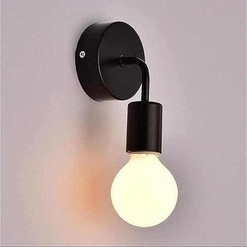 Retro Industrial Wall Sconce, White Glass Lantern with Wrought Iron E27 Lamp for Bedroom, Kitchen, Living Room, Study, Hallway Decor, Vintage