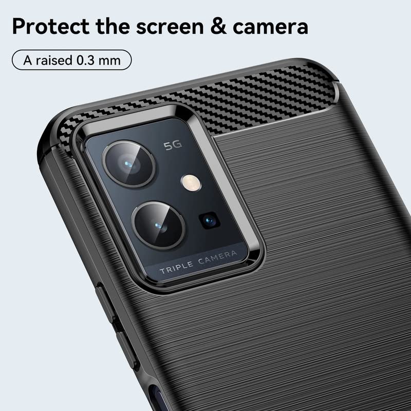 Image of NPRC Hybrid Ultra Slim Protective Case TPU Non-Slip Carbon Fiber Texture Shockproof Case Cover for Vivo T1 5G - Black