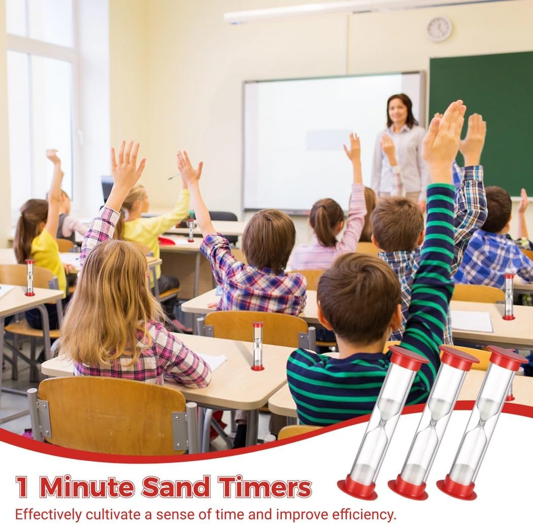 Bulk Pack of 50 Plastic Sand Timers, 1-Minute Hourglass Clocks for Kids, Games, Classrooms, and More
