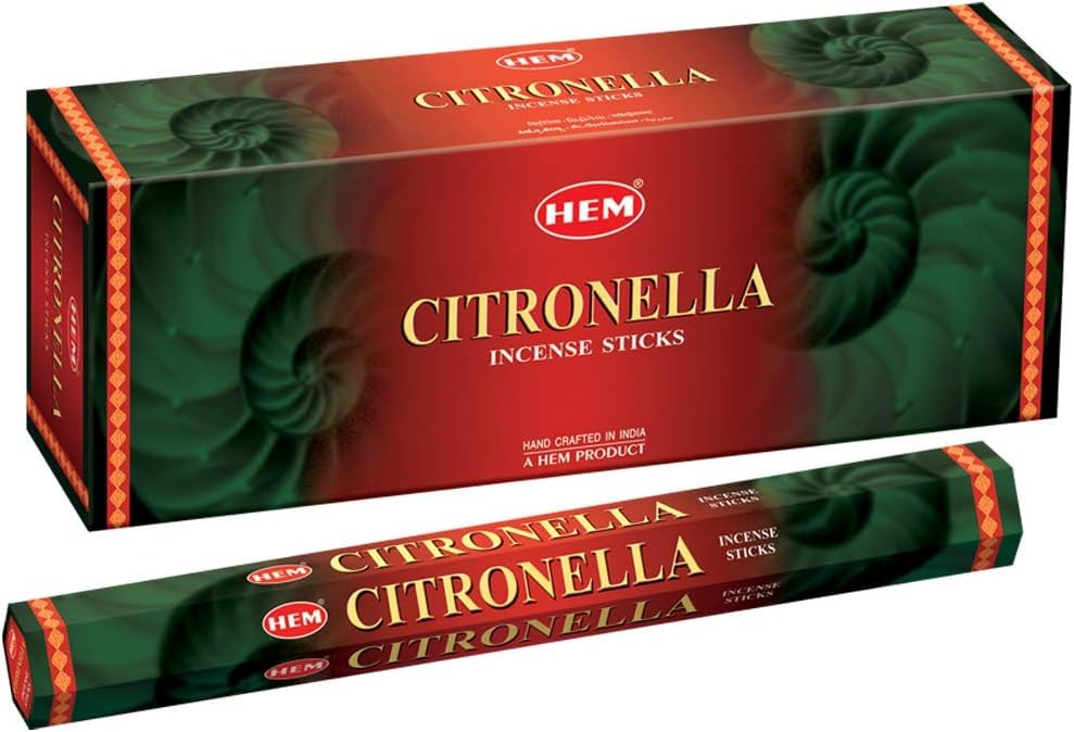 HEM Citronella Incense Sticks with JRose Holder - Pack of 120 Sticks - Natural Mosquito Repellent for Indoor and Outdoor Use