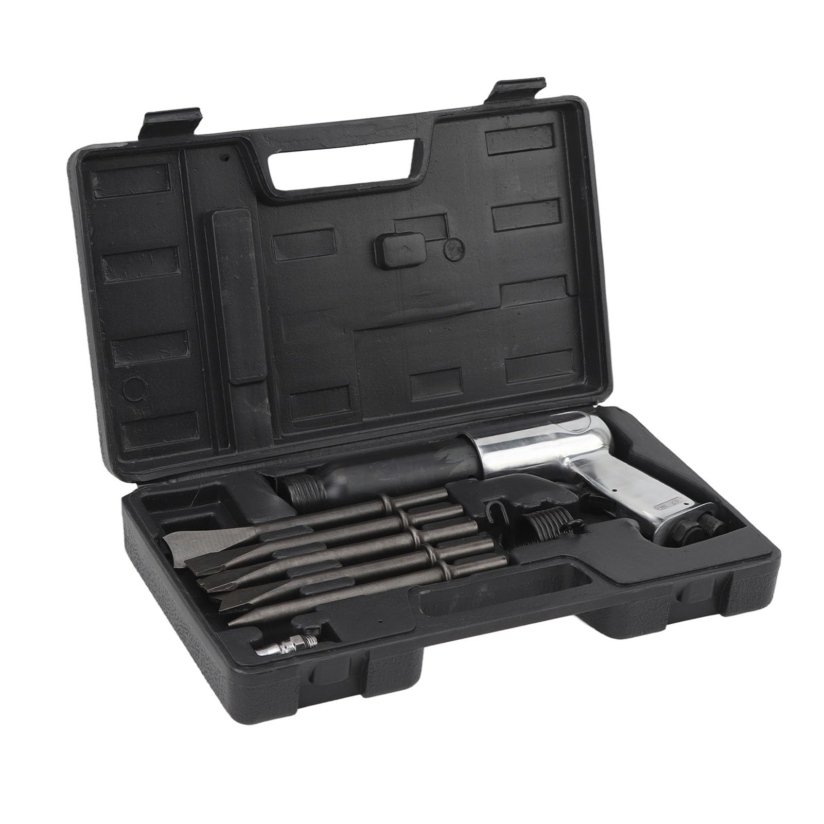 Kit Martello Pneumatico, Kit Scalpello Pneumatico a Canna Corta/lunga 150 Mm/190 Mm/250 Mm con Fermo a Cambio Rapido e 4/5 Scalpelli, Martello Pneumatico Leggero Antivibrante