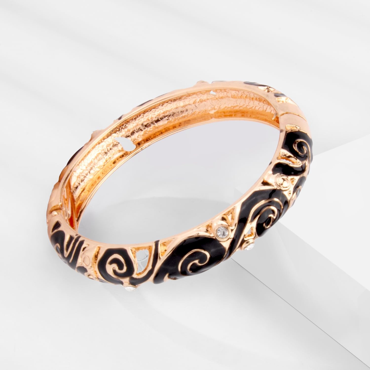 UJOY Vintage Jewelry Cloisonne Handcrafted Enameled Butterfly Flower Gorgeous Rhinestone Hinged Cuff Bracelet Bangles Gifts 88A09 - Image 7