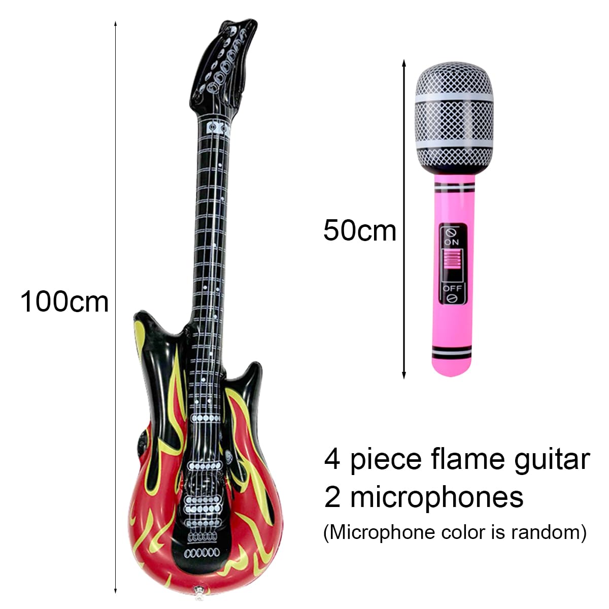 Pack De 6 Guitarras Inflables De 100 Cm Para Fiestas – Instrumentos De Aire De PVC, Accesorios De Rock Para Halloween, Bodas Y Cumpleaños (Colores Surtidos)