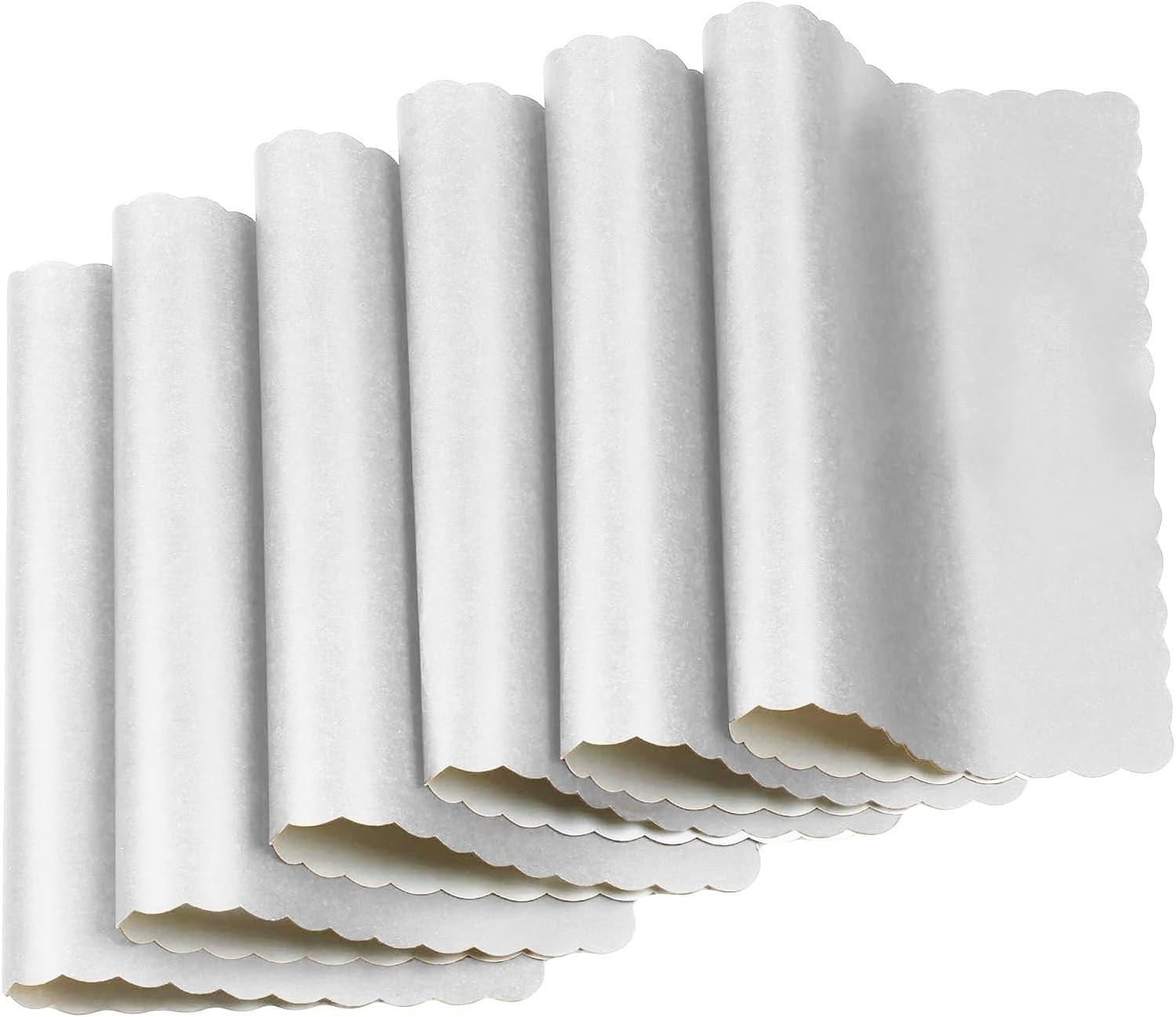Disposable Paper Placemats, Scalloped Edge Table Mats, White, Pack of 50