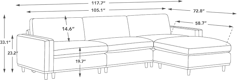 CHITA 118” Super Large Sectional Modular Sofa, Down Filled, 4 Seat, Linen image 2