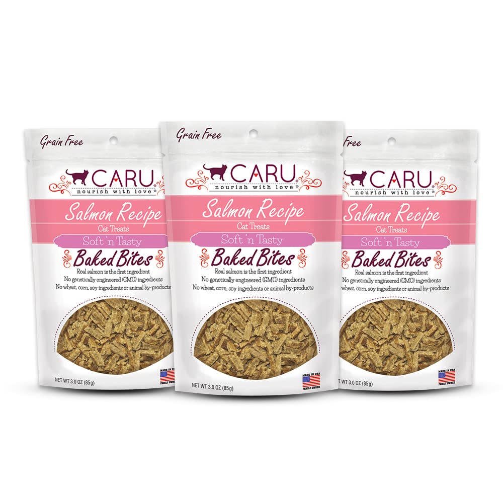 CaruSoft ‘n Tasty Baked Bites - Salmon Bites Cat Treats - Flavorful All-Natural Treats - Pack of 3