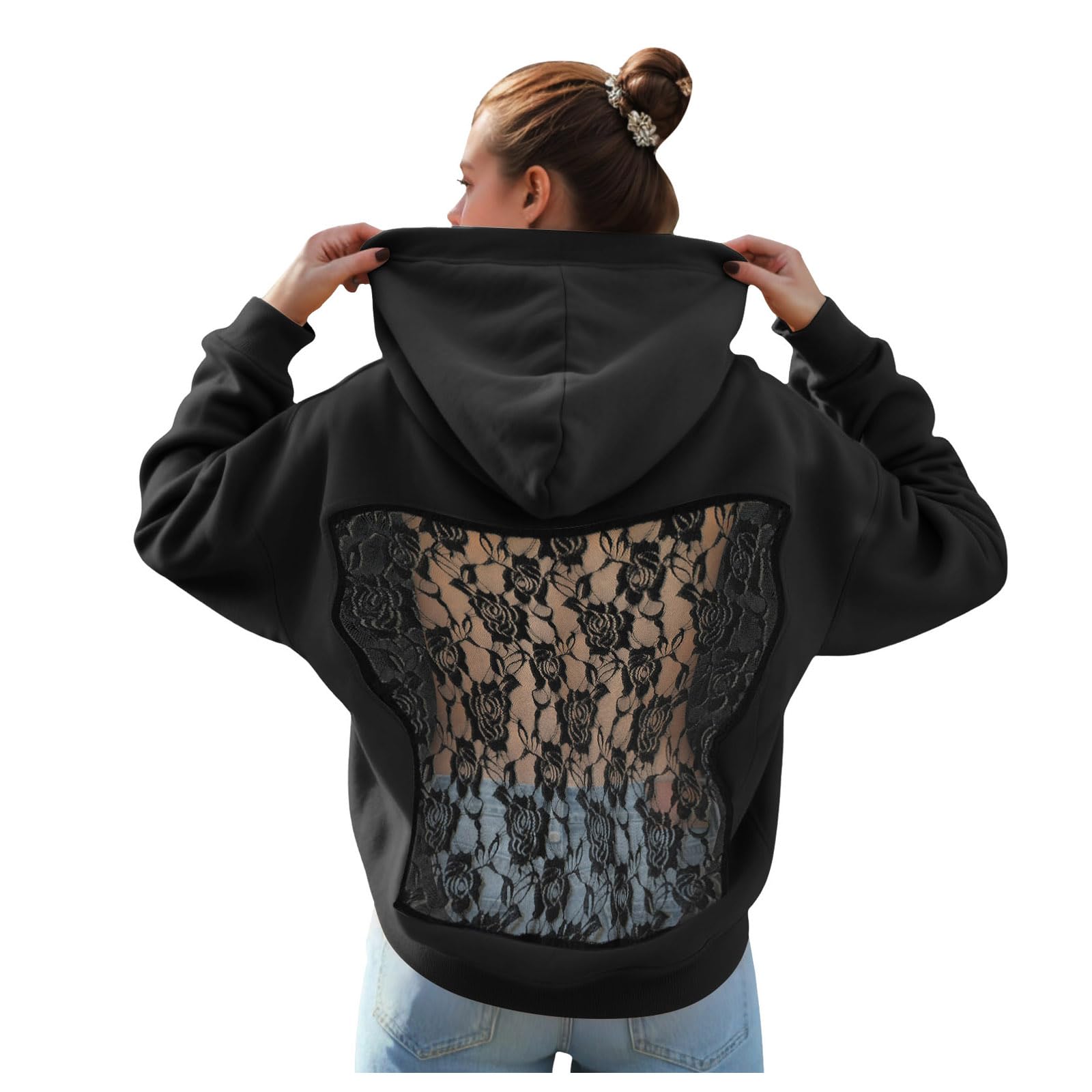 Felpa con Cappuccio da Donna, Felpa Sportiva, Sportiva con Cambio di Colore Pile Morbido