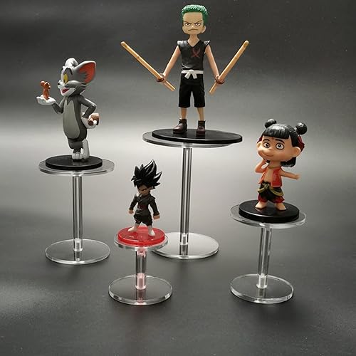 Miniatura 6 de ZOOFOX Juego de 6 elevadores de exhibición de acrílico soportes de exhibición redondos transparentes para relojes mini figuras coleccionables aretes