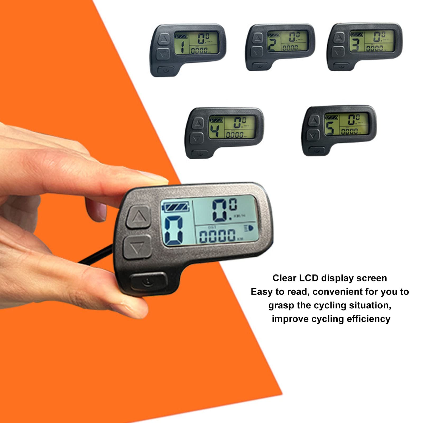 RiToEasysports Electric Bikes LCD Display, 24V 36V 48V Universal Connector Speed Control Meter for Electric Bikes