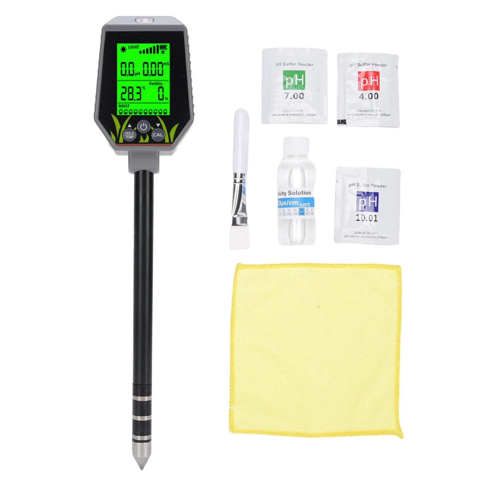 Jectse Medidor de Humedad del Suelo Probador de PH Digital, 6 en 1 Ph/Aire Humedad/Humedad/Temperatura/medidor de Ligereza, para Plantas de Agua de Jardín