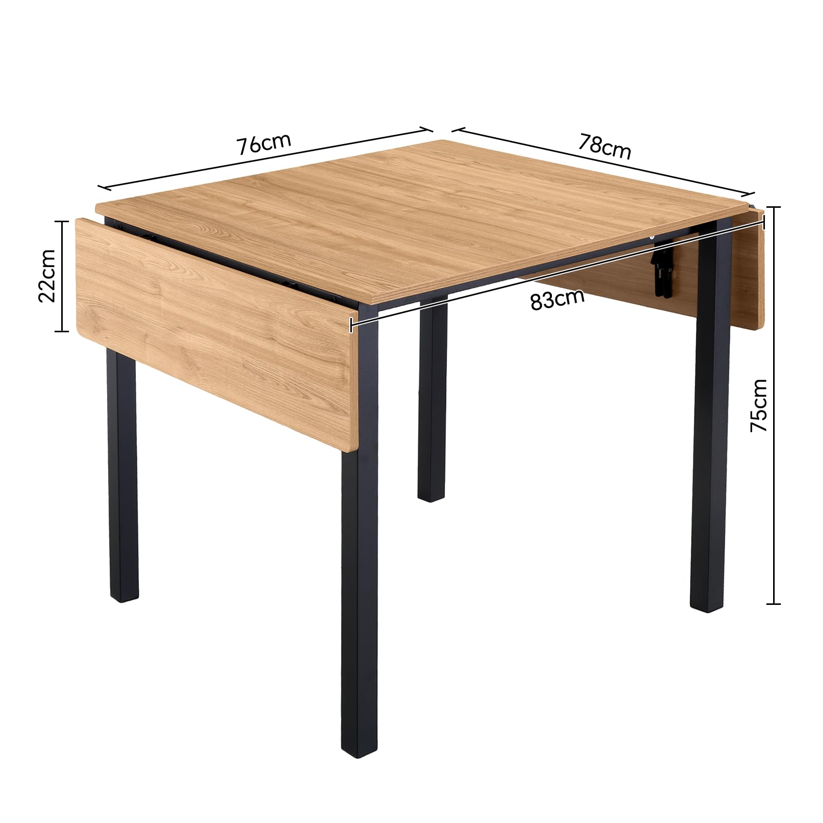 Esstisch, klappbarer Küchentisch für 2-4 Personen, Gartentisch Wetterfest, für kleine Räume, Helle Holzfarbe