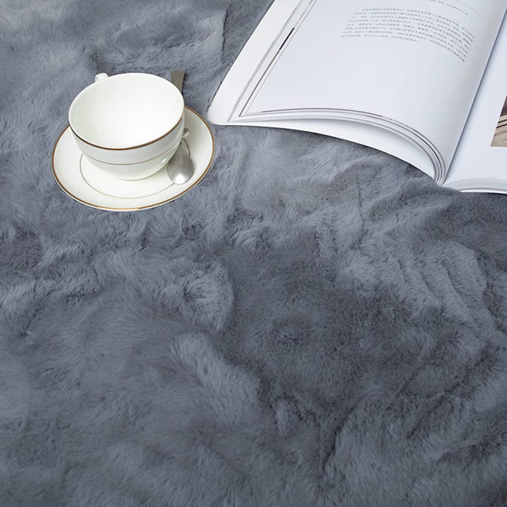 Hochflor Teppich Wohnzimmerteppich Langflor - Teppiche Für Wohnzimmer Flauschig Shaggy Schlafzimmer Bettvorleger Carpet,Weiß,∅ 80 cm