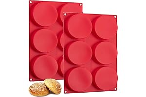 Multipurpose Hamburger Bun Mold: 2-Pack Silicone Pans for Bread, Muffins, Mini Cakes, and More