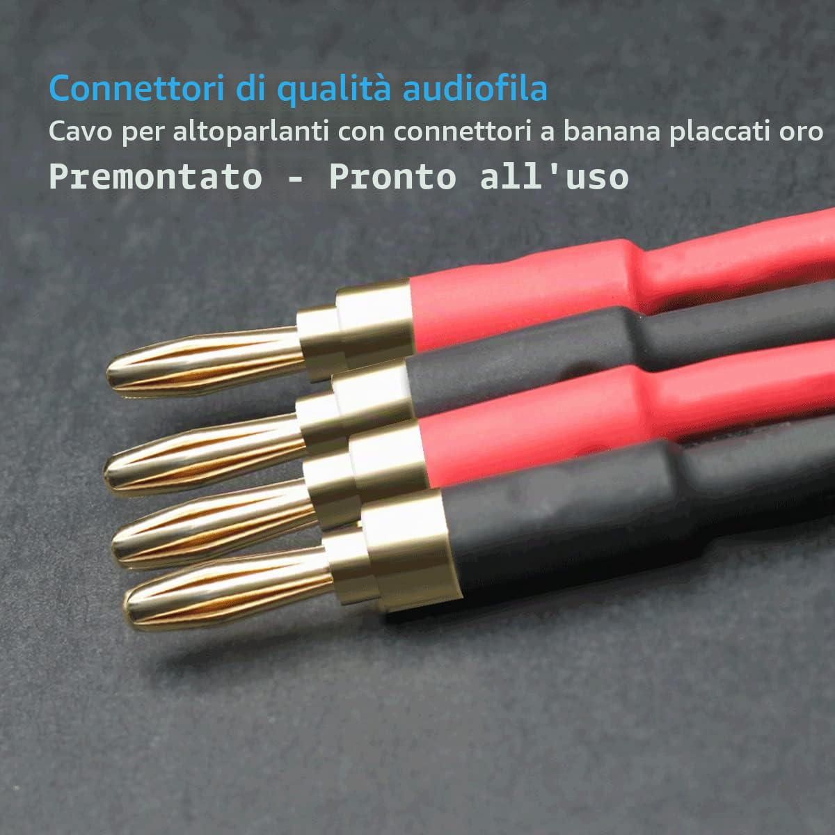 Confezione da 2 cavi audio per altoparlanti HiFi da 13 AWG con connettore a banana, lunghezza 4 m, con connettori a banana placcati in oro maschio a maschio, cavo audio (4 m)