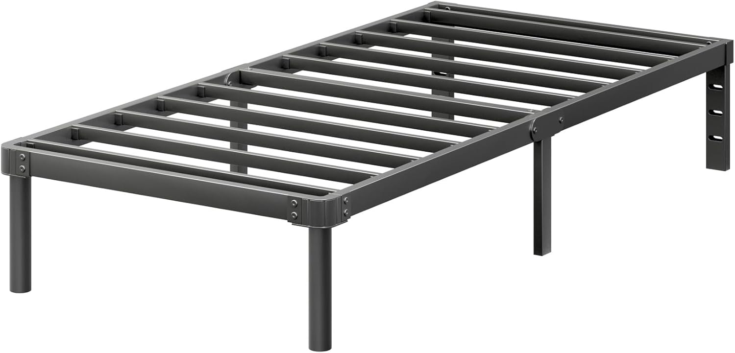 ZIYOO 16 Inch Twin XL Size Metal Platform Bed Frame with Heavy-Duty Steel Slat Support, No Box Spring Needed, Under Bed Storage Space, Easy Assembly, Noise-Free, Sturdy & Durable, Black Twin XL 16inch