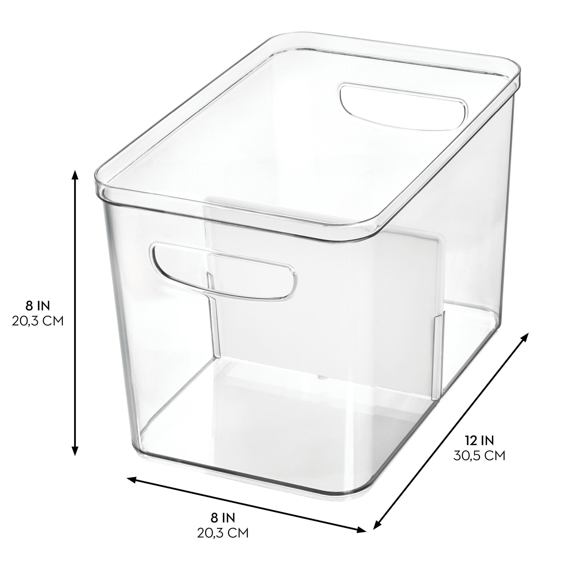 InterDesign iDesign - Set di 2 contenitori divisi per dispensa da cucina, colore: trasparente/bianco opaco