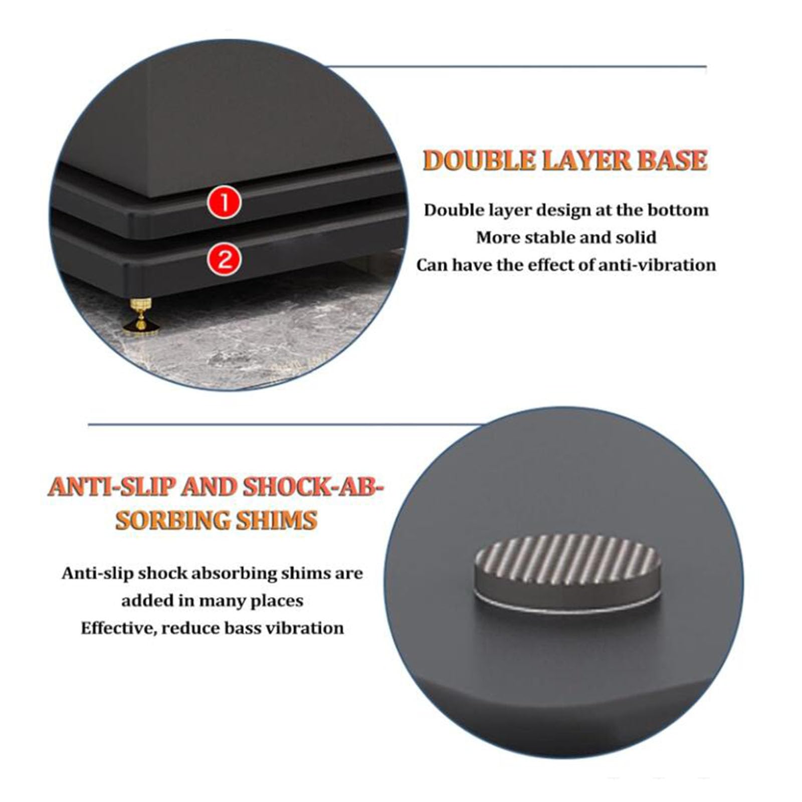 Subwoofer-Isolationsständer für Lautsprecher-Stabilisator-Basis, 2 Etagen, reduziert Vibrationen und verbessert die Klangklarheit