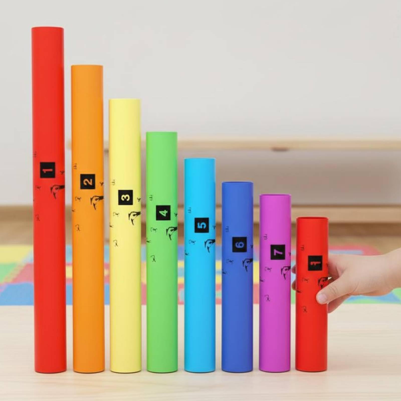 Percusión Tubos Musicales Diatónicos Juego Instrumento Educativo Juego Rítmico Aprendizaje Sintonizados para Melodías , Modelo con Cuerda, Incluye Accesorios para Colgar