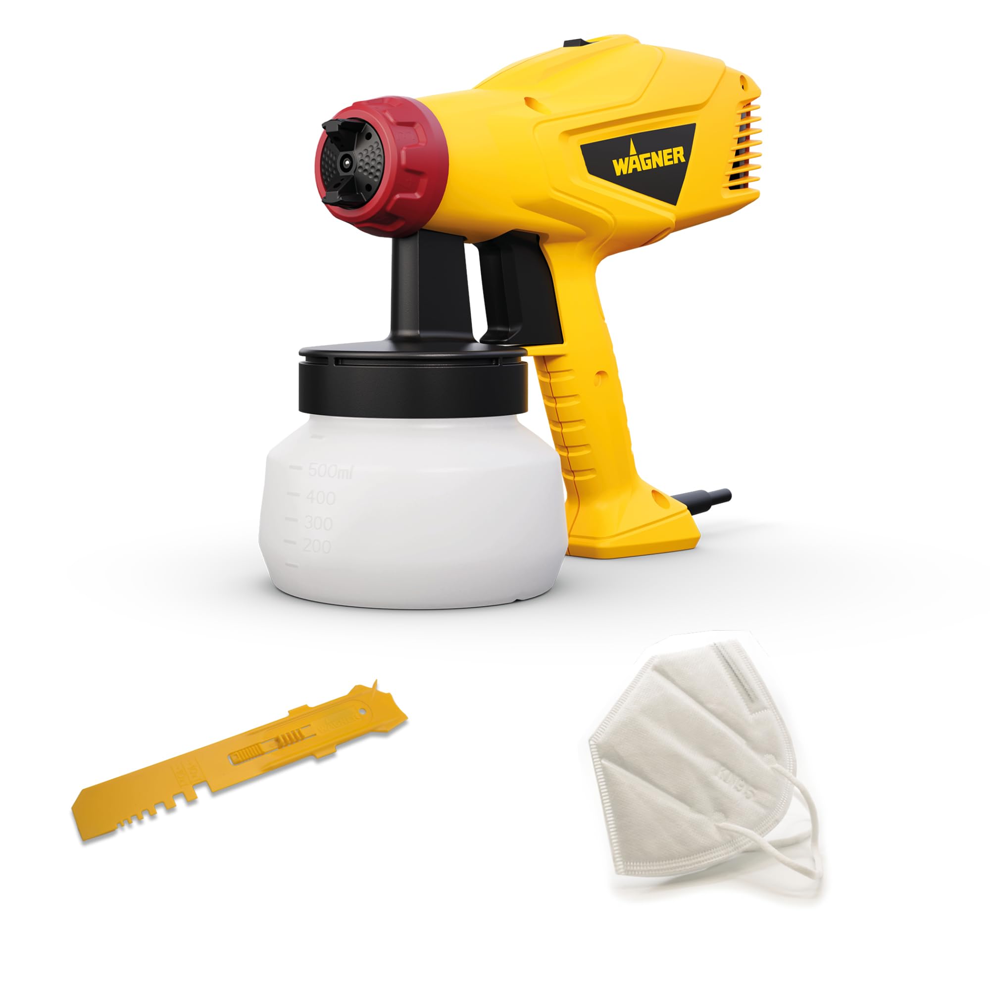 WAGNER Farbsprühsystem Wood&Metal Sprayer W125 für Lacke, Lasuren im Innen- und Außenbereich, Gelb, Schwarz, Rot, 5 m - 10 Min, Behälter 600 ml, 350 W