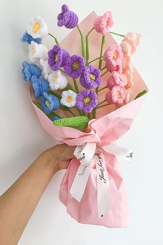 Miniatura 5 de Flores de orquídea campana hechas a mano, lirio artificial del valle, 6 flores de ganchillo para bodas, fiestas, decoración del hogar y jardín