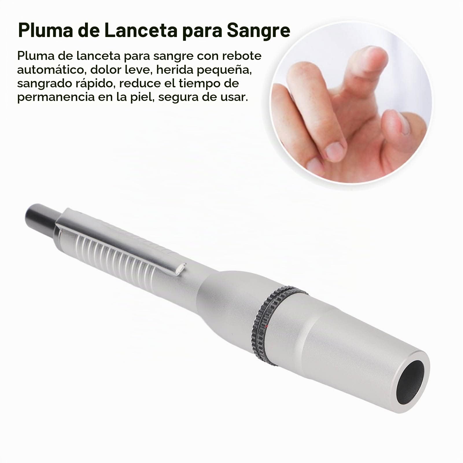 Pluma De Lanceta De Sangre, Pluma De Recolección De Sangre Dispositivo De Punción De Sangre De 3 Agujas De Profundidad Ajustable Profesional Para Uso Doméstico(Plata)